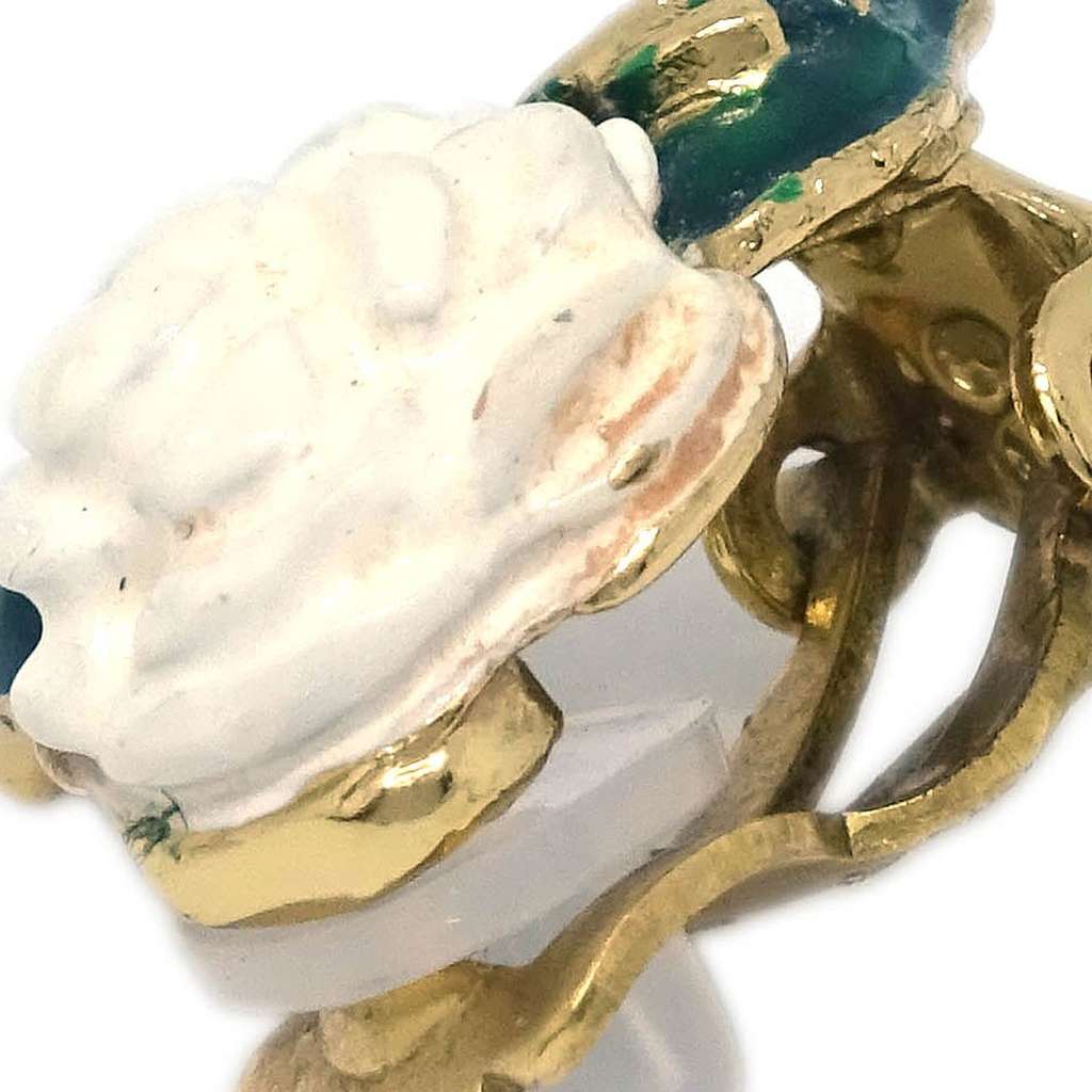 Chanel Vintage CC Camellia Clip-On Earrings Gold Good condition - Inside View