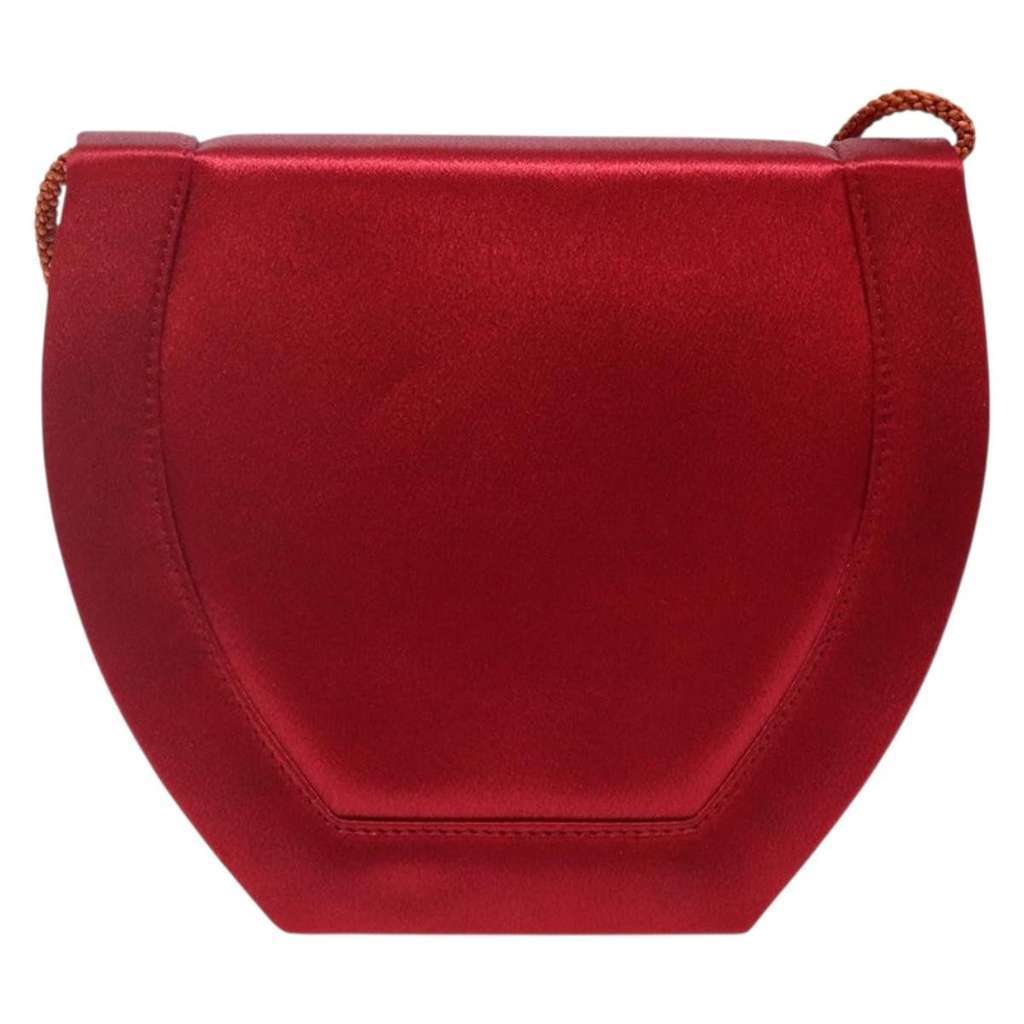 Saint Laurent Vintage Flap Crossbody Bag Red Satin Good condition - Back View