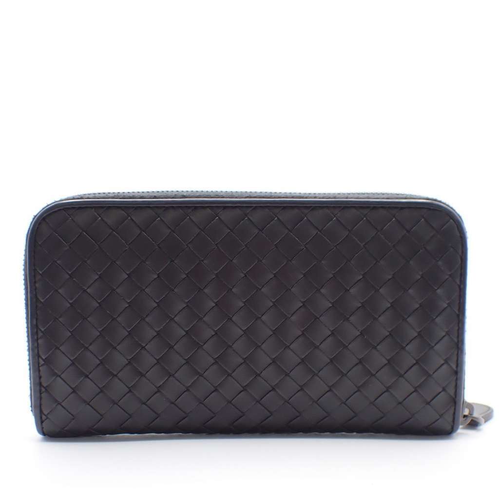 Bottega Veneta Intrecciato Long Zip  Wallet Black Leather Good condition - Back View