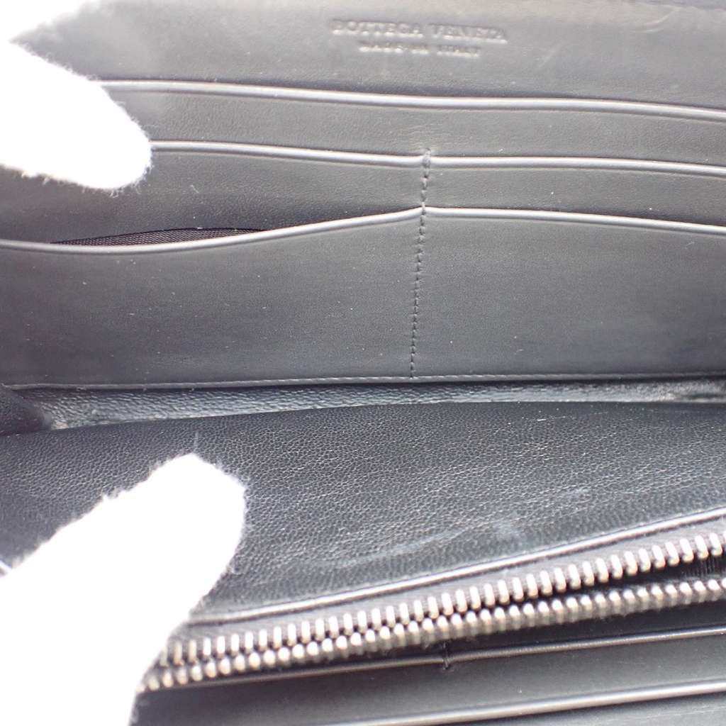 Bottega Veneta Intrecciato Long Zip  Wallet Black Leather Good condition - Box View