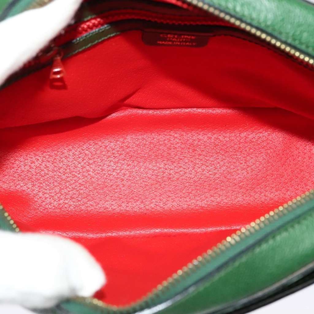 Celine Shoulder Bag Green Leather Good condition - Box View