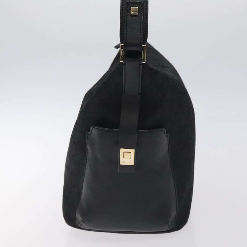 Salvatore Ferragamo Gancini Shoulder Bag Black Canvas Good condition - Inside View