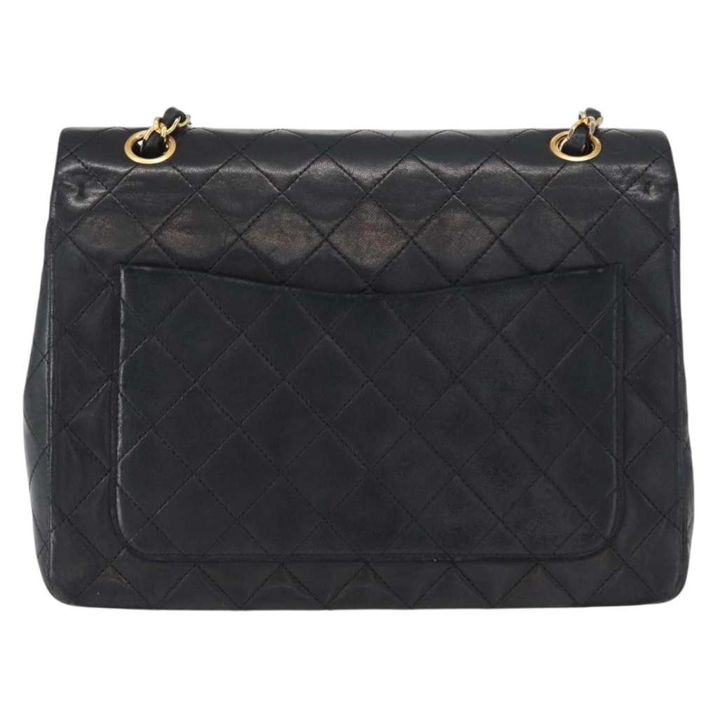 Chanel Vintage Square CC Flap Bag Black Leather Good condition - Back View