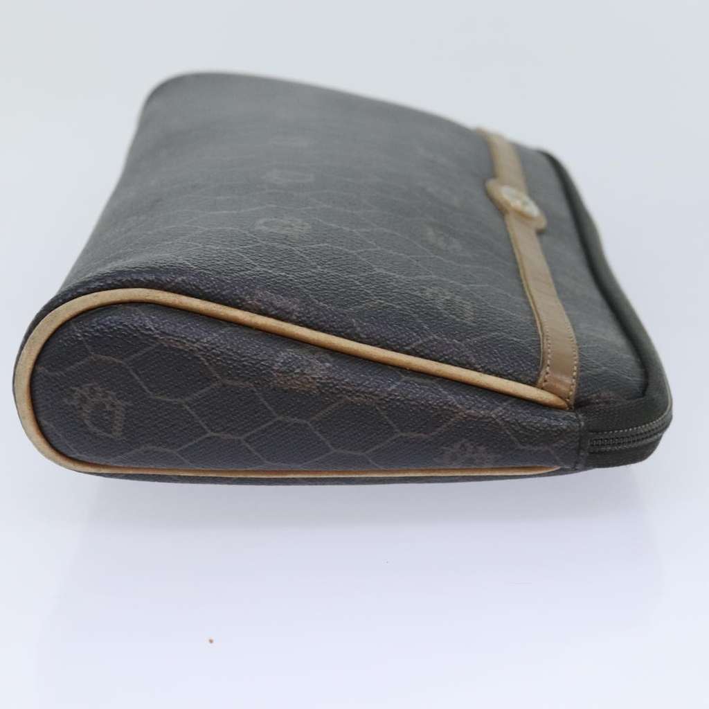 Christian Dior Vintage Honeycomb Zip Pouch Black Canvas Good condition - Model View