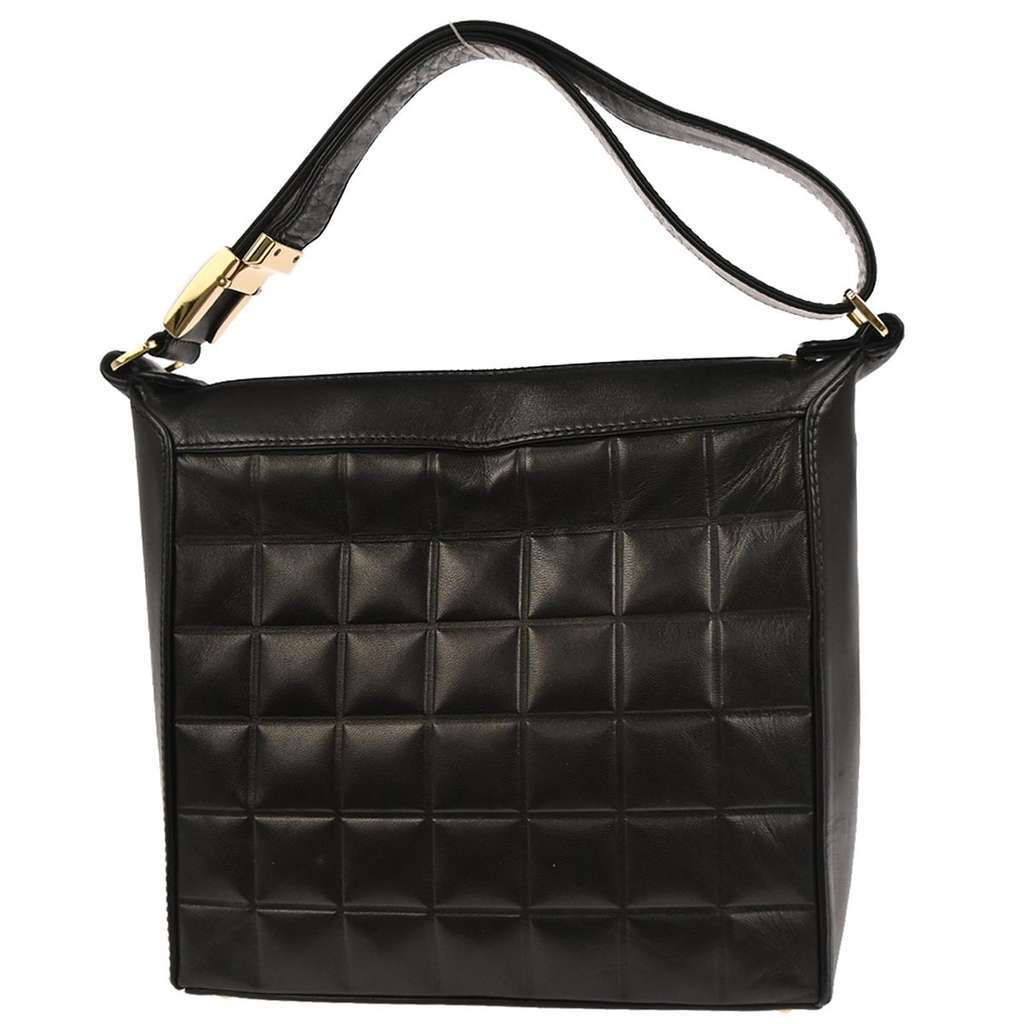 Chanel Chocolate Bar CC Shoulder Bag Black Leather Good condition - Back View