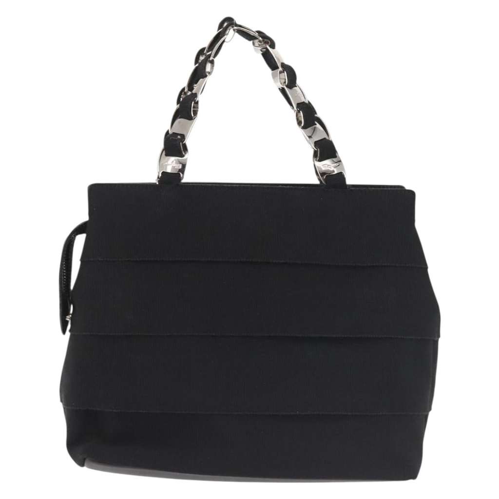 Salvatore Ferragamo Vala Handbag Black Canvas Good condition - Back View