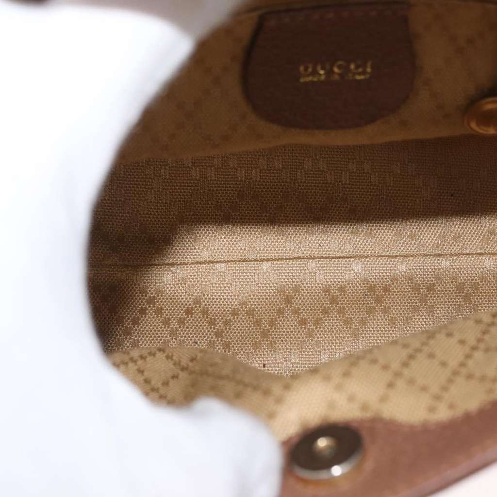 Gucci Vintage Bamboo Front Pocket Tote Brown Suede Good condition - Box View