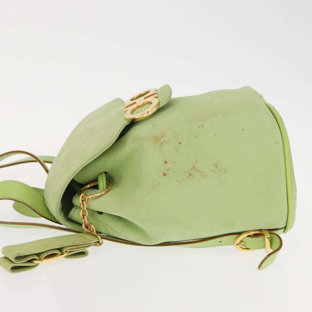 Salvatore Ferragamo Gancini Backpack Green Suede Good condition - Model View
