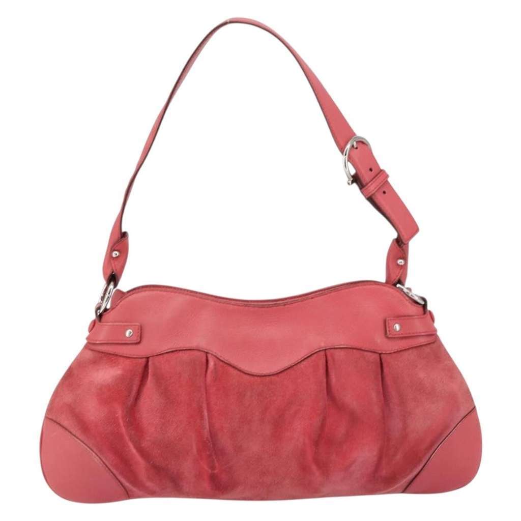 Salvatore Ferragamo Gancini Shoulder Bag Pink Suede Good condition - Back View