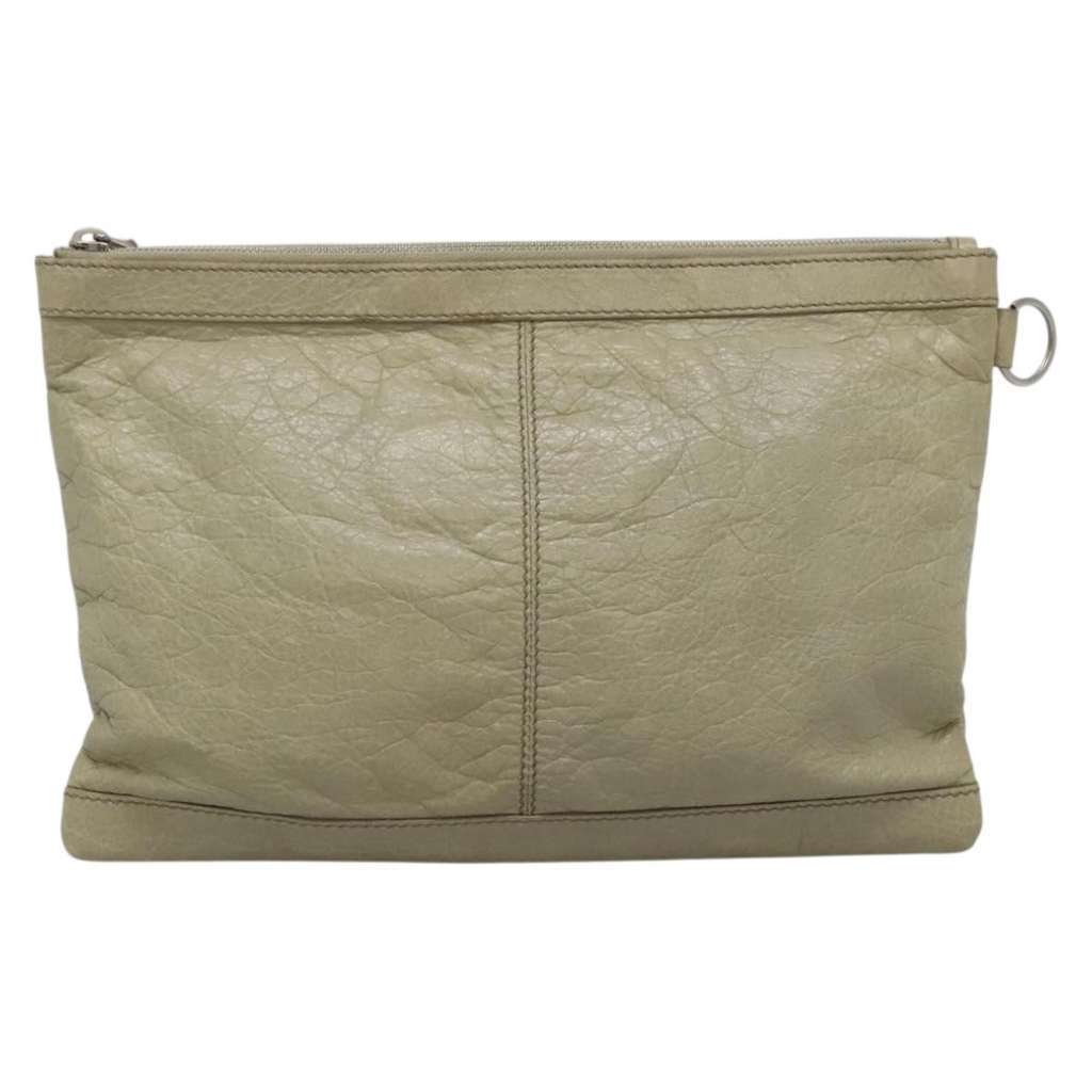 Balenciaga Classic City Clip Pouch Beige Leather Good condition - Back View
