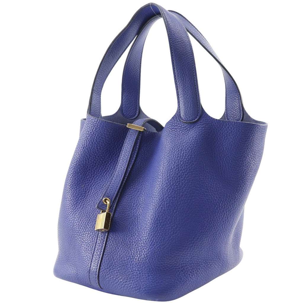 Hermès Picotin Lock Bag Blue Leather Good condition - Back View