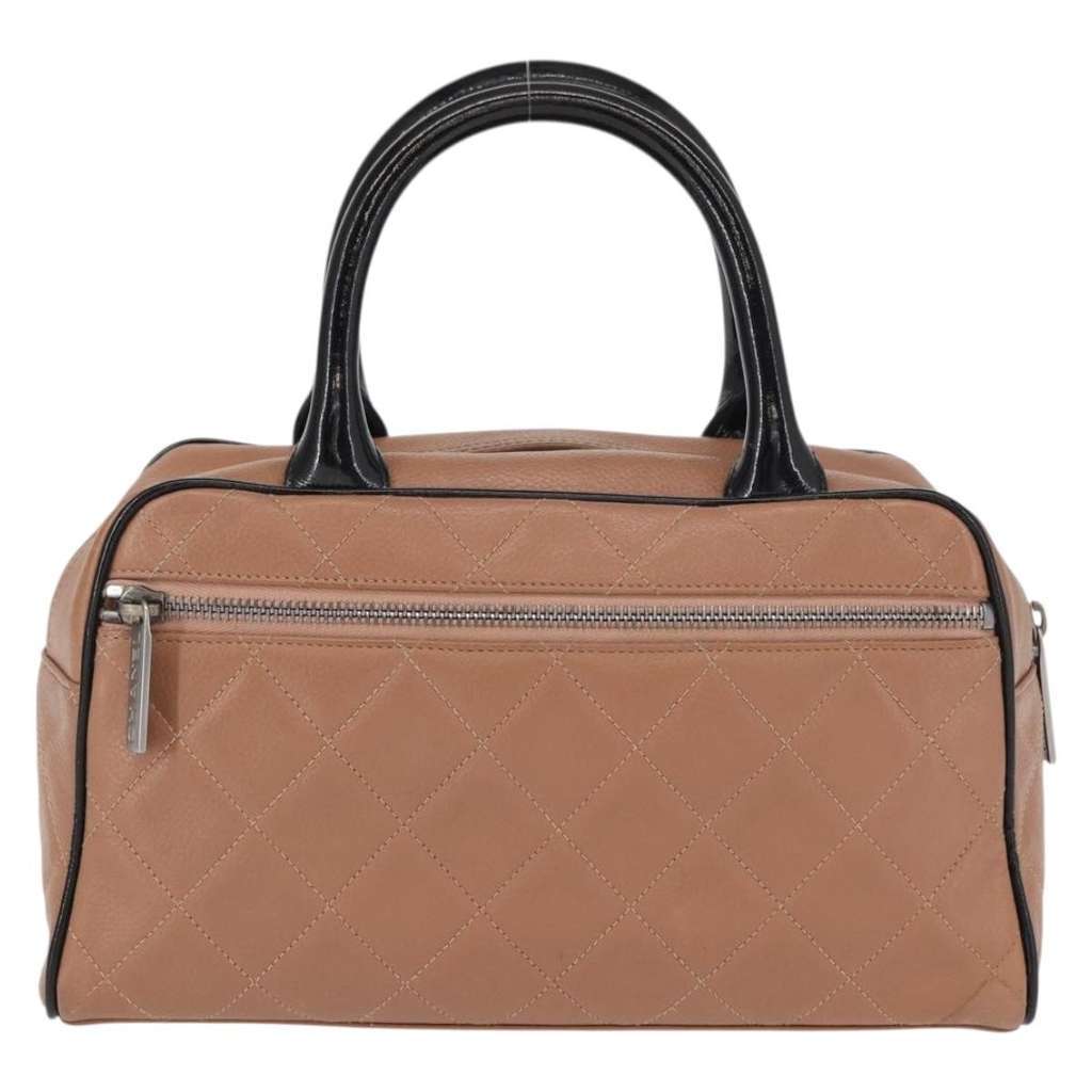 Chanel Embossed Logo Bowler Bag Beige Leather Good condition - Back View