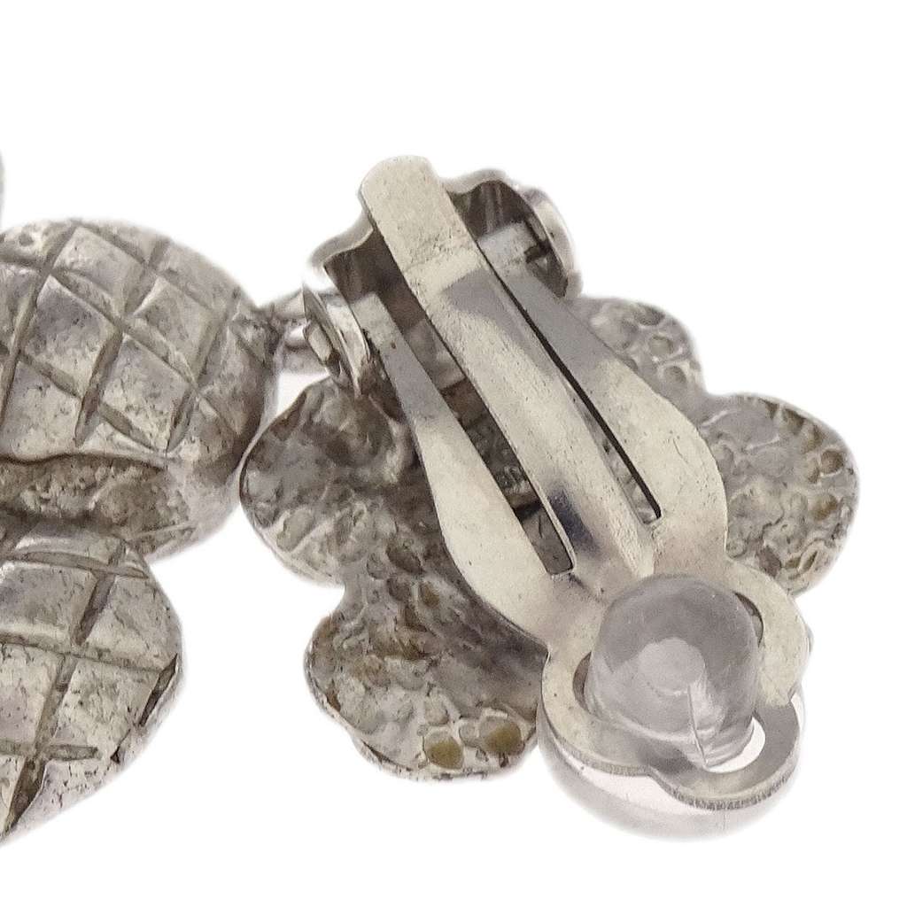 Chanel Vintage CC Flower Clip-On Earrings Silver Good condition - Inside View