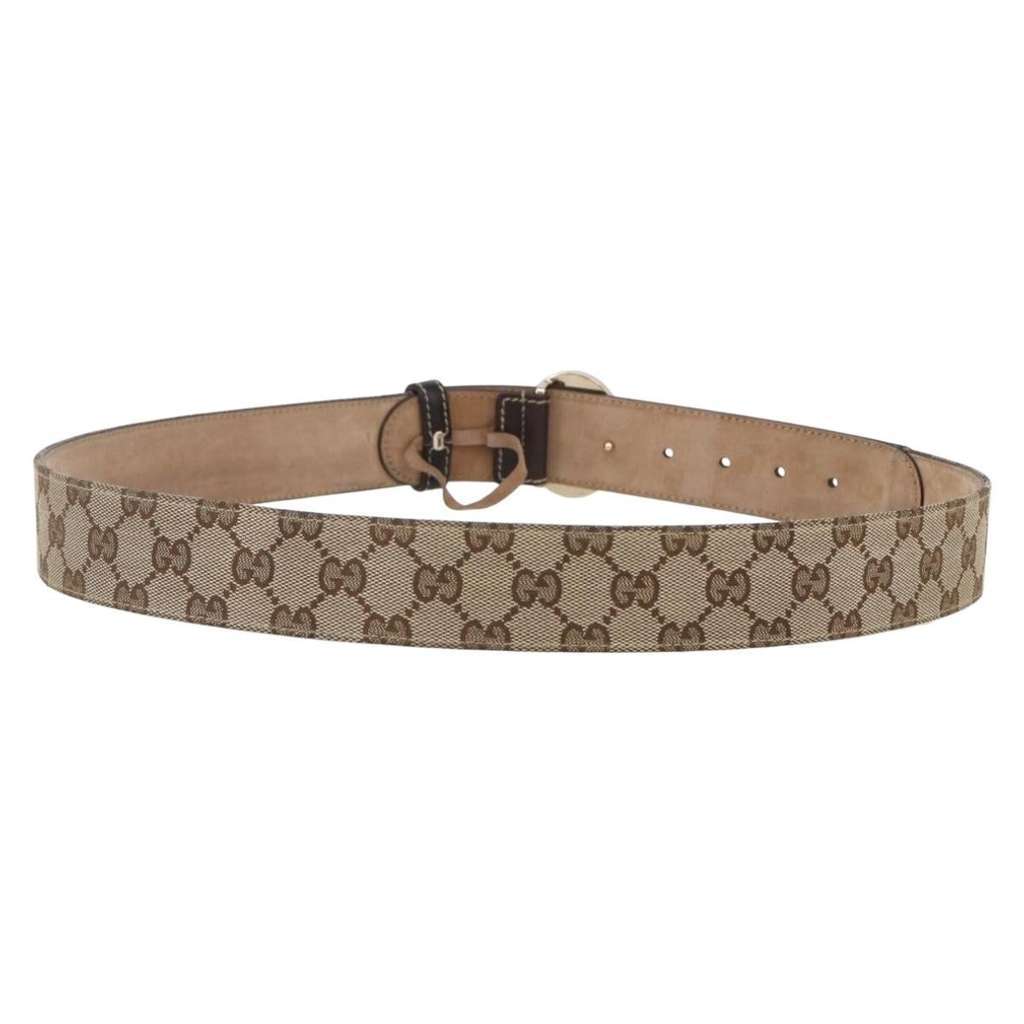 Gucci G Buckle Belt Beige Canvas Good condition - Back View