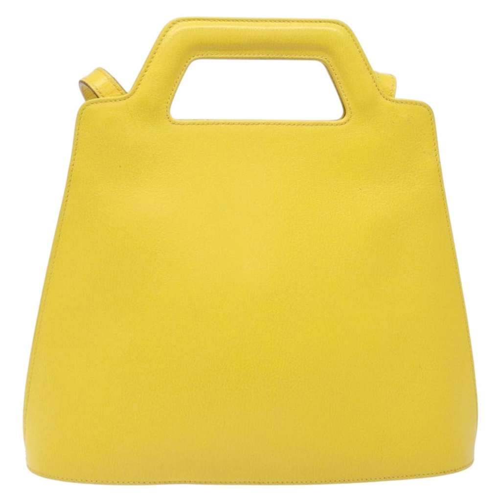 Salvatore Ferragamo Wanda Top Handle Shoulder Bag Yellow Leather Good condition - Back View