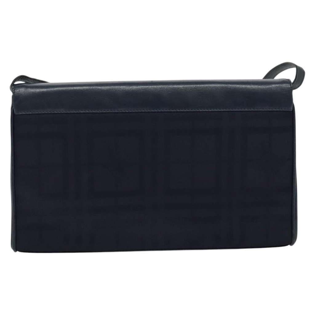 Burberry Flap Shoulder Bag Navy Canvas Good condition - Back View