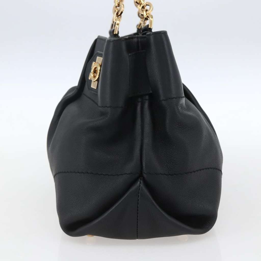 Salvatore Ferragamo W Chain Tote Black Leather Good condition - Model View