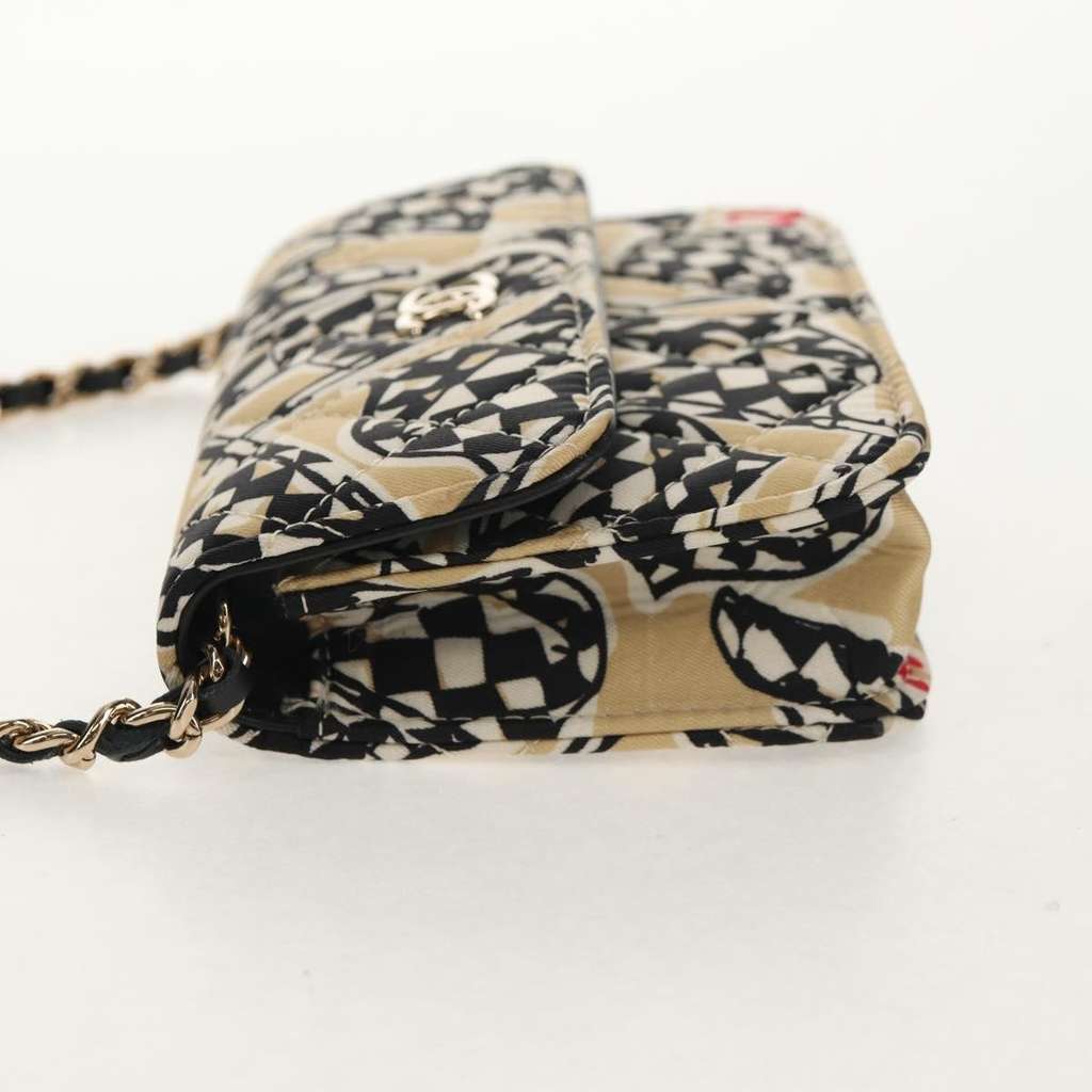 Chanel Flap Card Holder on Chain Beige Satin Very good condition - Inside View