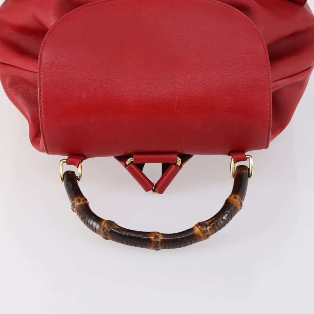 Gucci Vintage Bamboo Backpack Red Leather Good condition - Box View