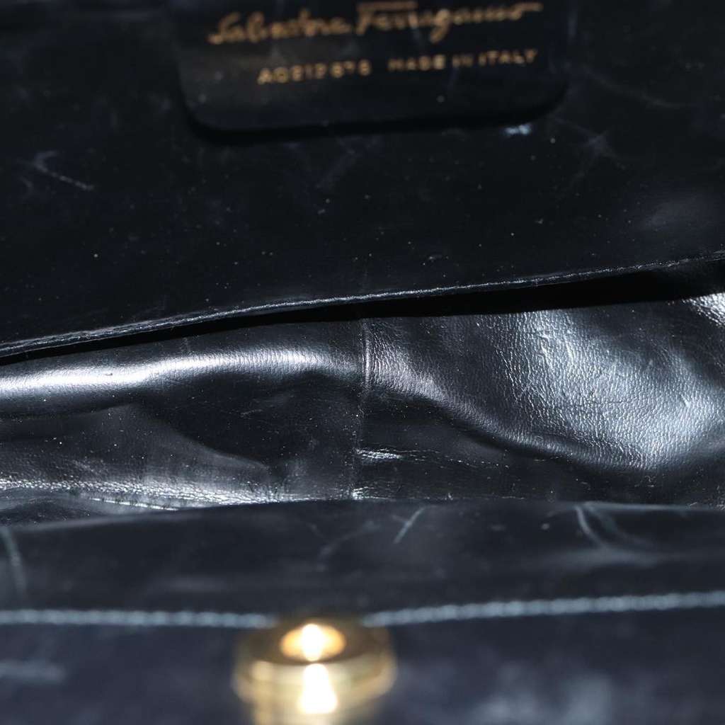 Salvatore Ferragamo Gancini handbag Black Leather Good condition - Box View