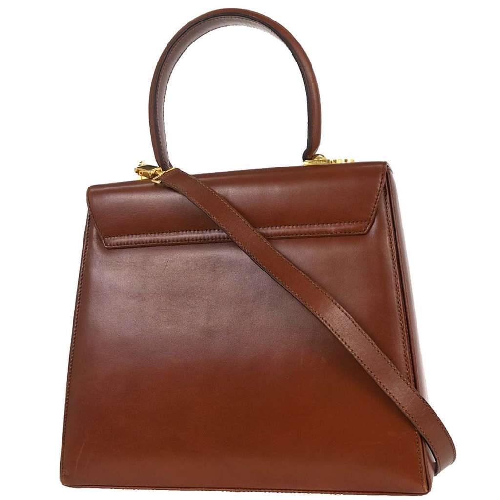 Salvatore Ferragamo Gancini Convertible Top Handle Bag Brown Leather Good condition - Back View