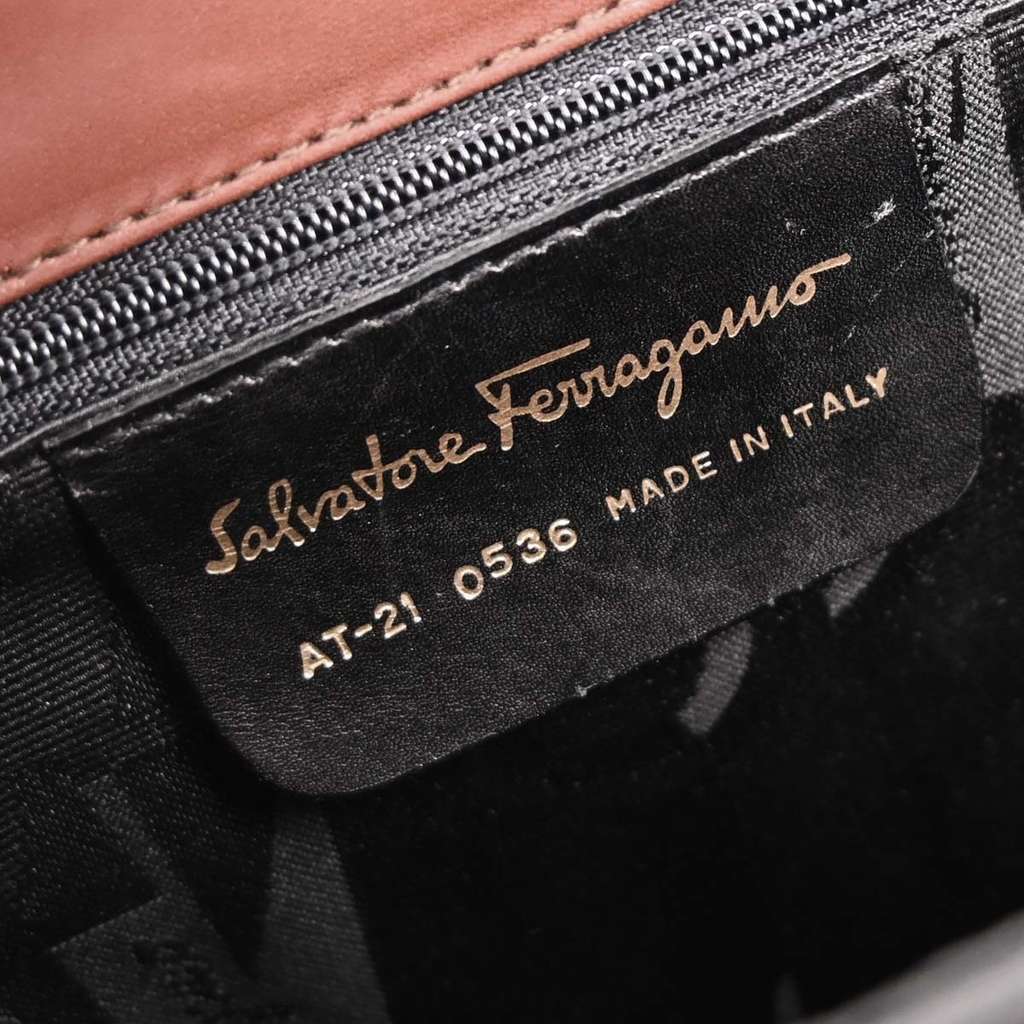 Salvatore Ferragamo Gancini Convertible Top Handle Bag Brown Leather Good condition - Model View