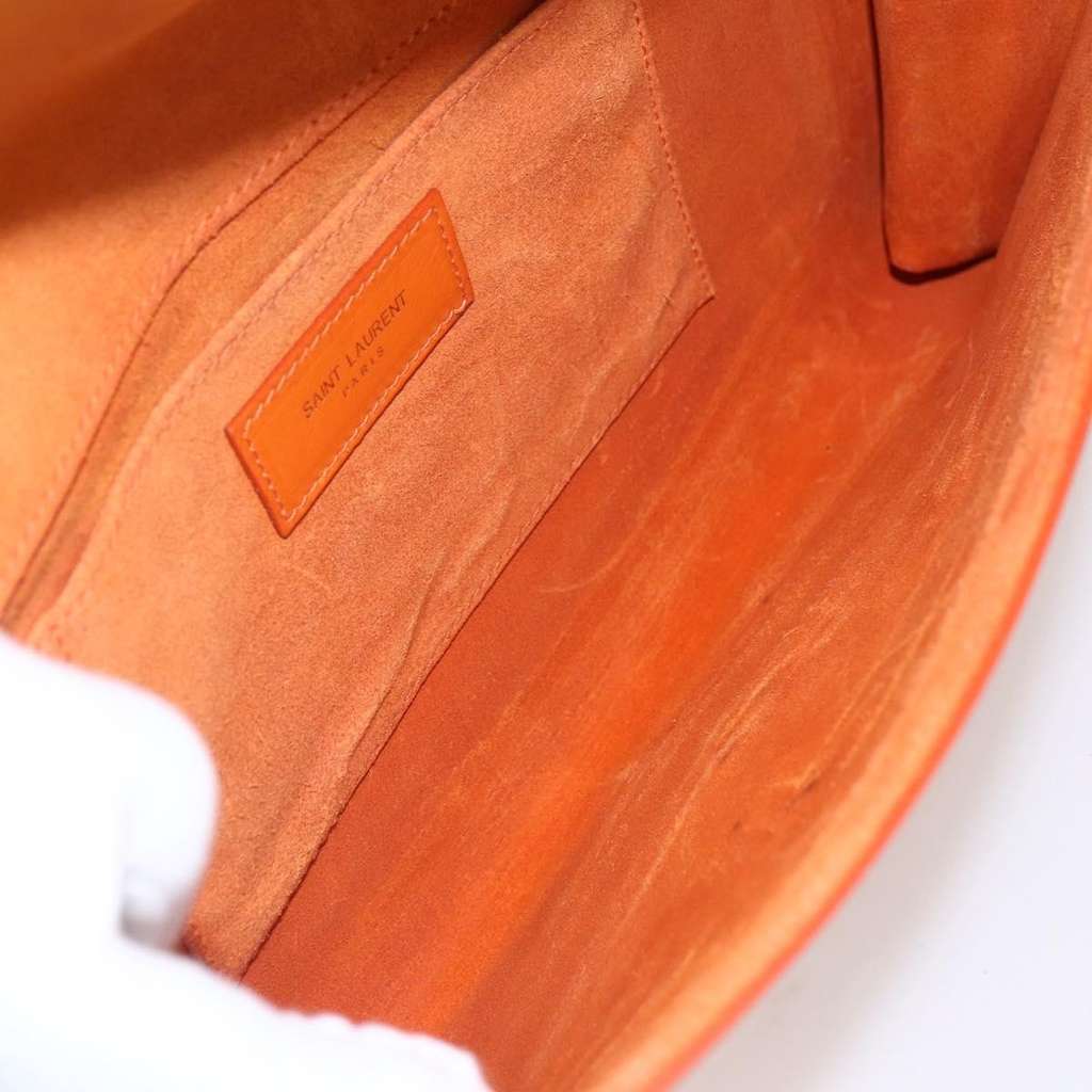 Saint Laurent Chyc Clutch Orange Leather Good condition - Box View
