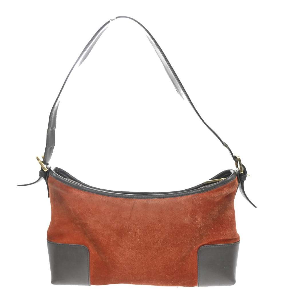 Loewe Anagram Shoulder Bag Red Suede Fair condition - Back View