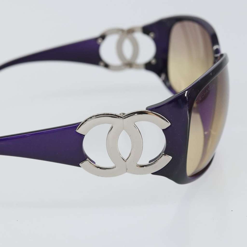 Chanel CHANEL Logo Sunglasses Eye Wear Purple Plastic Good condition - Box View