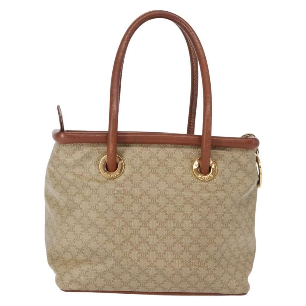 Celine Vintage Macadam Handbag Beige Canvas Good condition - Back View