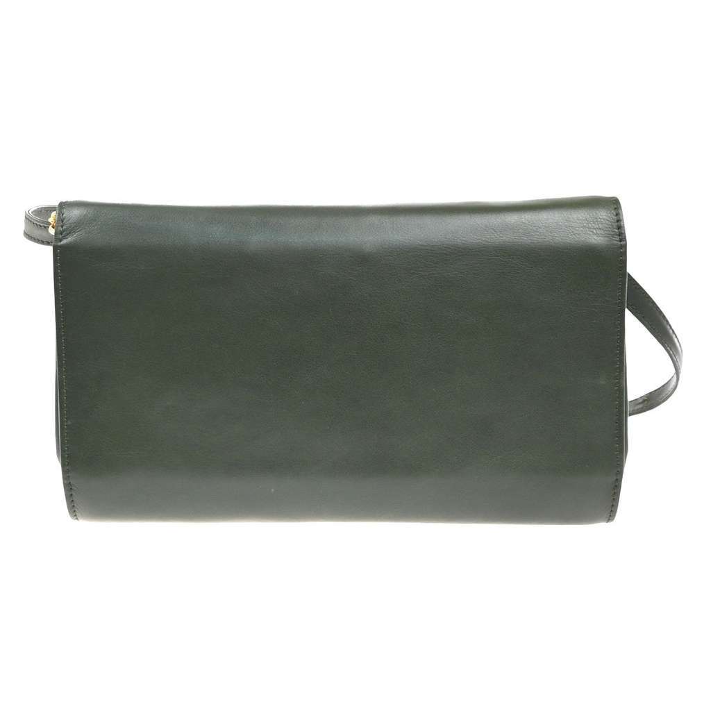 Celine Vintage Shoulder Bag Green Leather Good condition - Back View