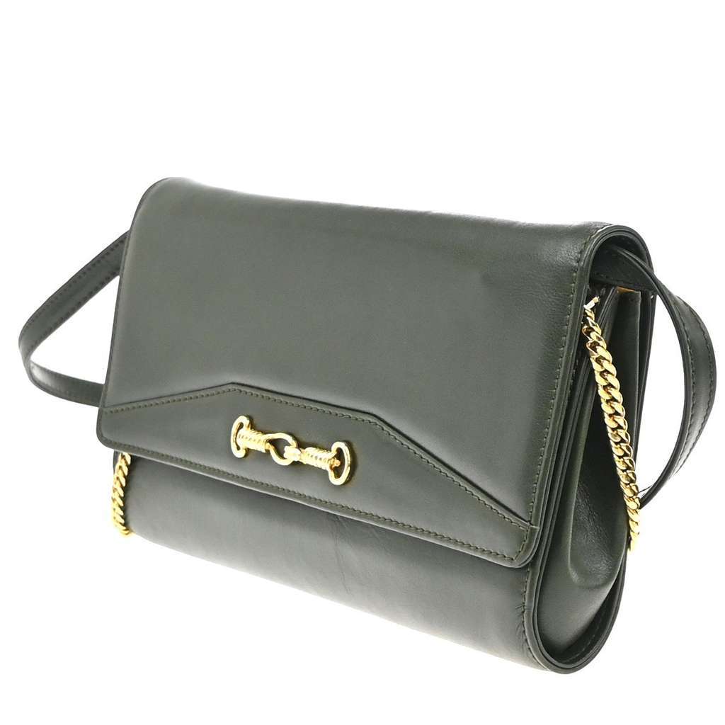 Celine Vintage Shoulder Bag Green Leather Good condition - Inside View