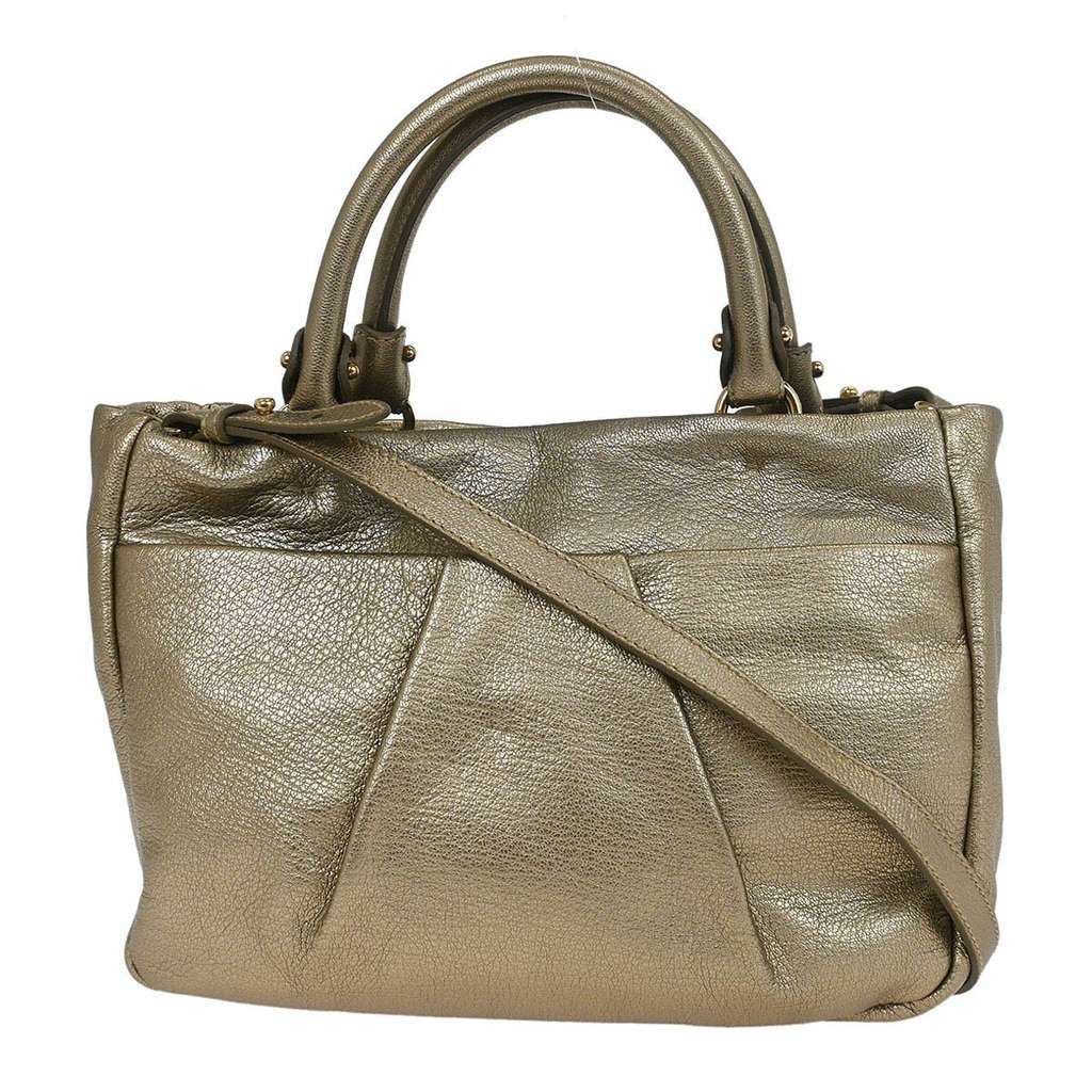 Salvatore Ferragamo Vala Handbag Gold Leather Good condition - Back View