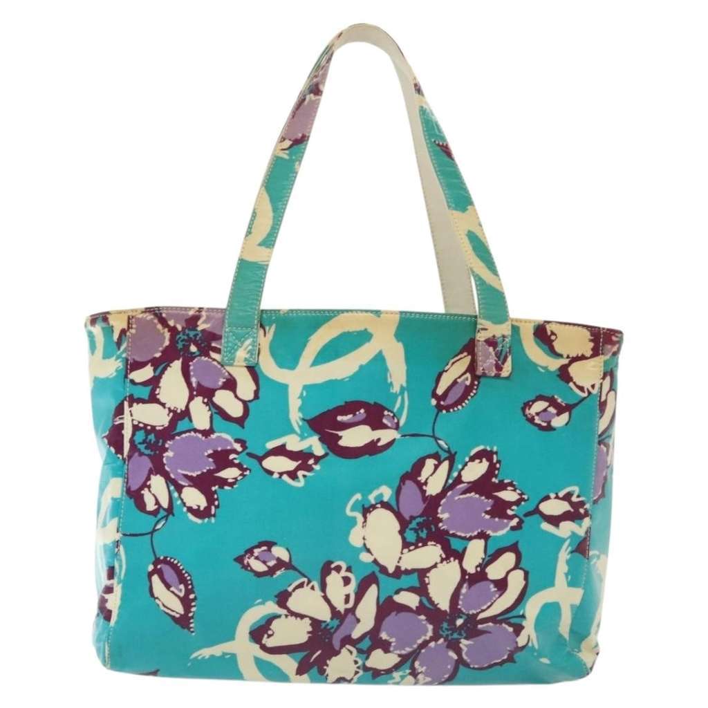 Chanel Vintage Floral Tote Blue Plastic Good condition - Back View