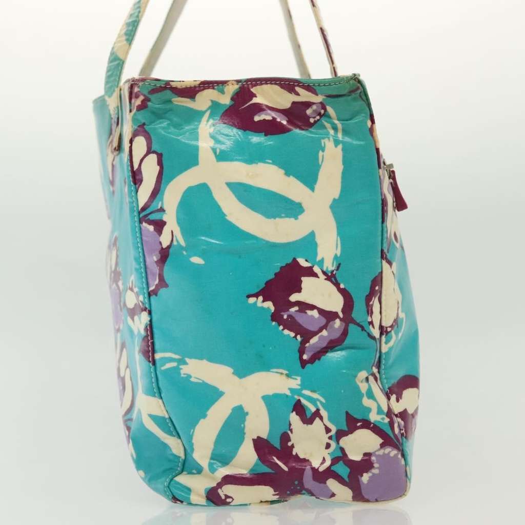 Chanel Vintage Floral Tote Blue Plastic Good condition - Model View