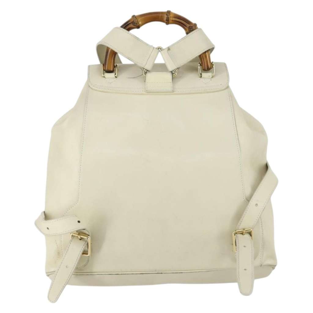 Gucci Vintage Bamboo Backpack Beige Leather Good condition - Back View