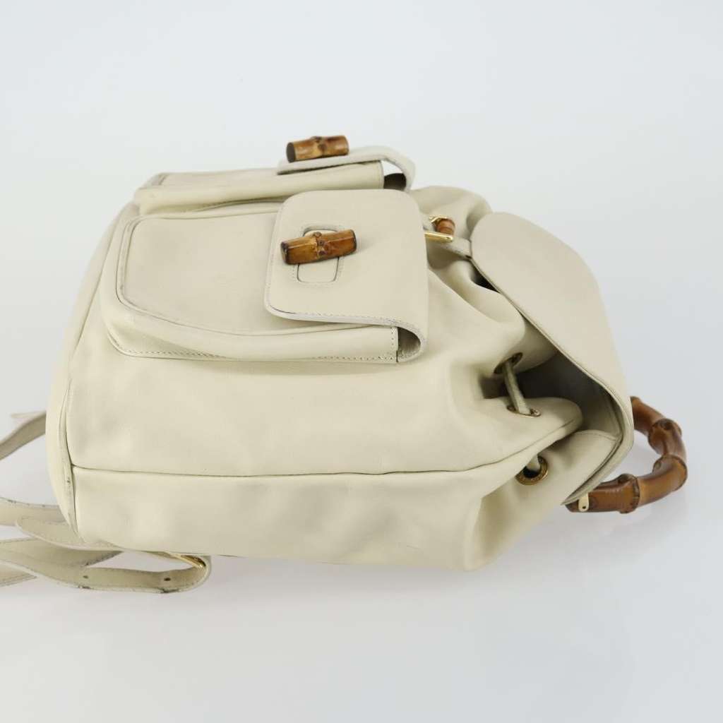 Gucci Vintage Bamboo Backpack Beige Leather Good condition - Inside View