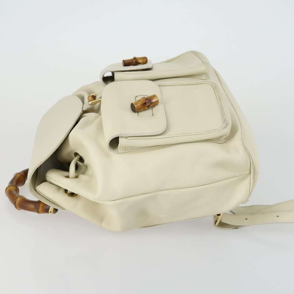 Gucci Vintage Bamboo Backpack Beige Leather Good condition - Model View