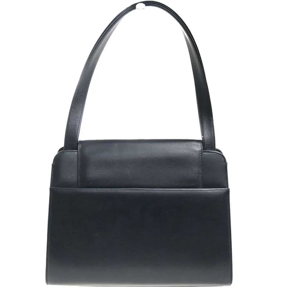Cartier Vintage Shoulder Bag Navy Leather Good - Back View