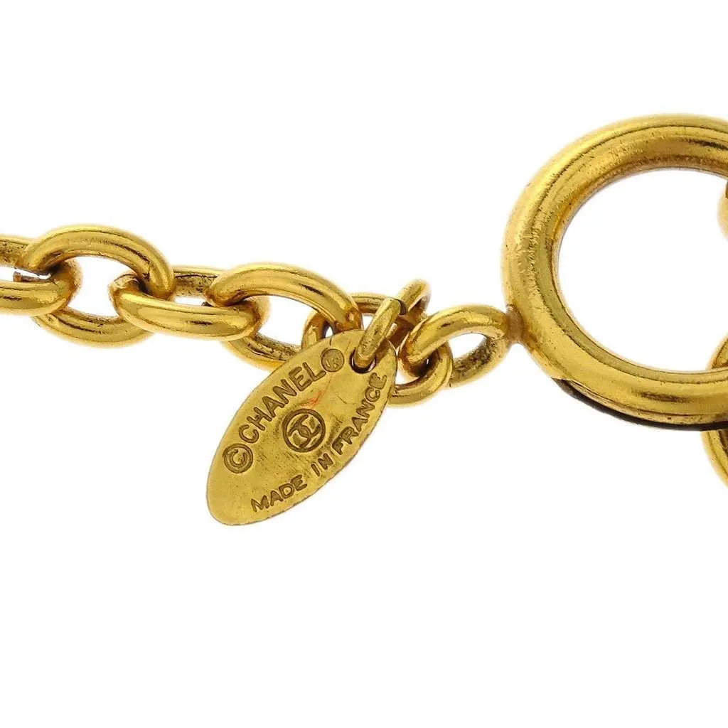 Chanel Vintage CC Diamond Pendant Necklace Gold Good - Model View