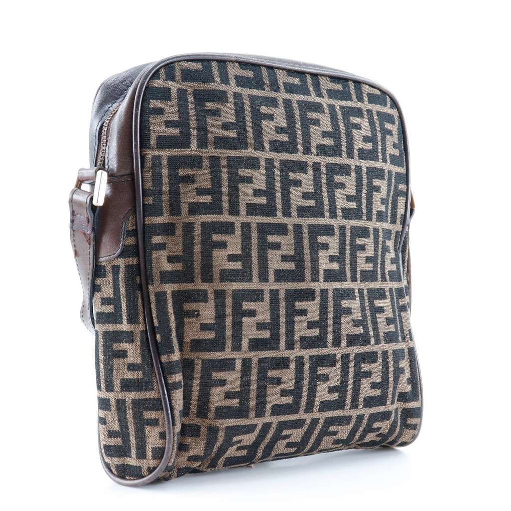 Fendi Logo Zucca Shoulder Bag Brown Canvas Good condition - Back View