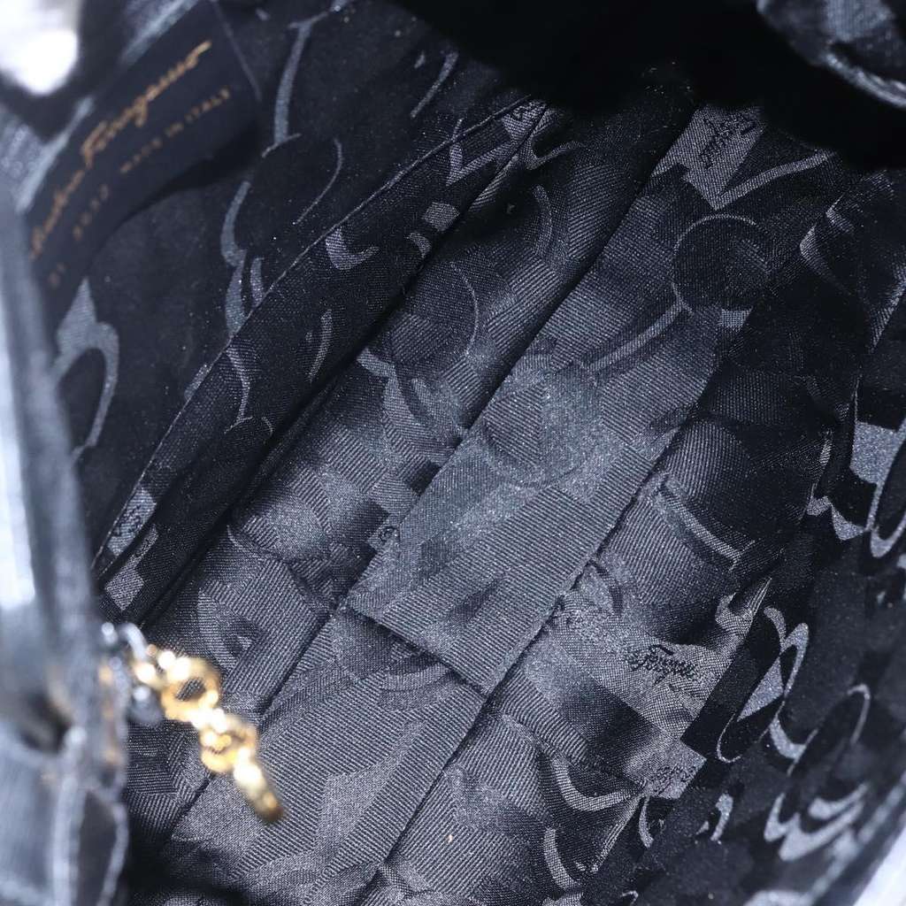 Salvatore Ferragamo Gancini Shoulder Bag Black Leather Good condition - Box View