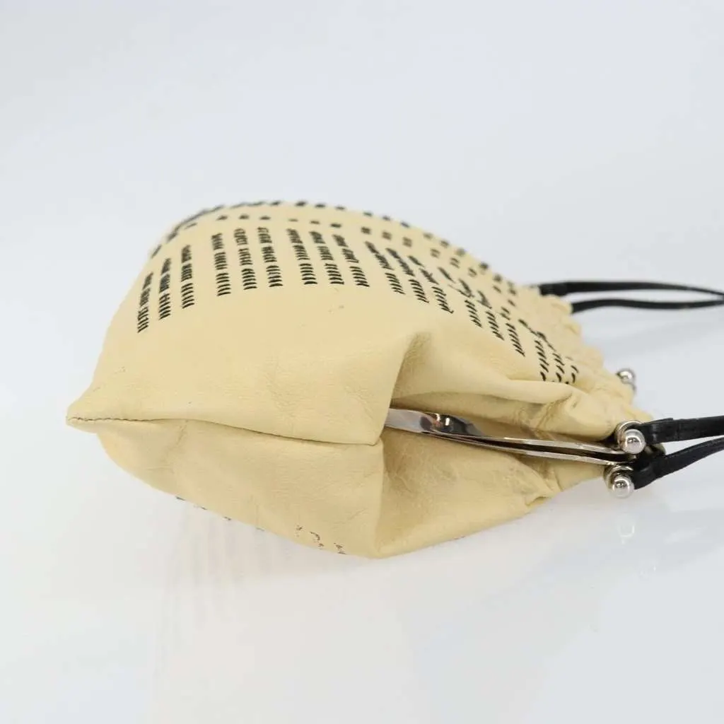 Miu Miu Kisslock Frame Top Handle Bag Beige Leather Good - Inside View