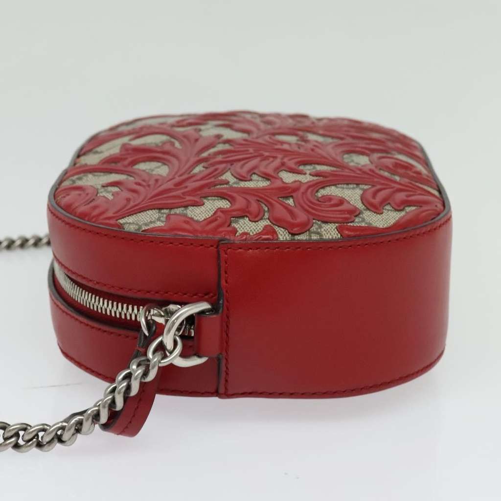 Gucci Chain Crossbody Bag Red Leather Good condition - Inside View