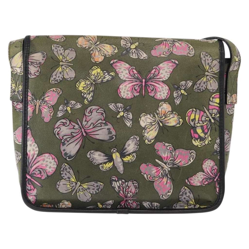 Loewe Anagram Shoulder Bag Green Leather Good condition - Back View