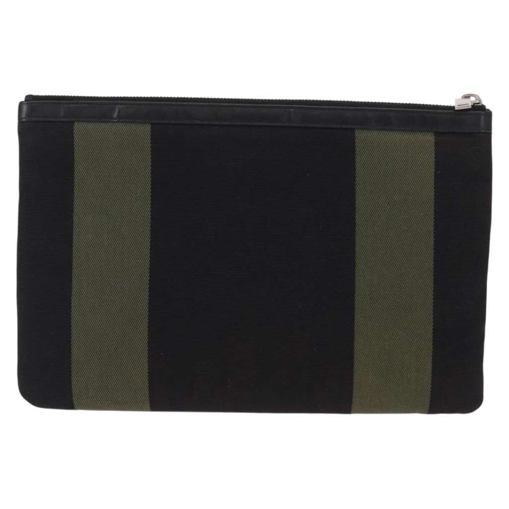 Saint Laurent Beach Zip Pouch Khaki Canvas Good condition - Back View