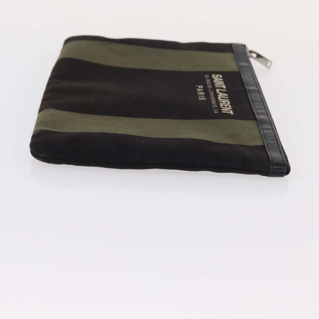 Saint Laurent Beach Zip Pouch Khaki Canvas Good condition - Inside View