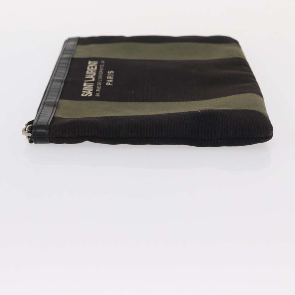 Saint Laurent Beach Zip Pouch Khaki Canvas Good condition - Model View