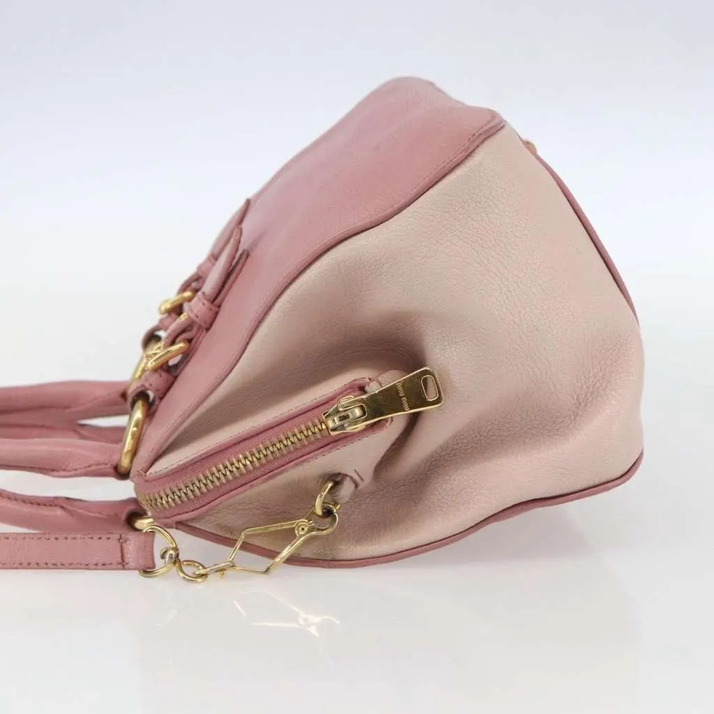 Miu Miu Madras Bowler Bag Pink Leather Good - Inside View