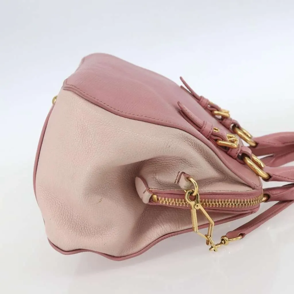 Miu Miu Madras Bowler Bag Pink Leather Good - Model View